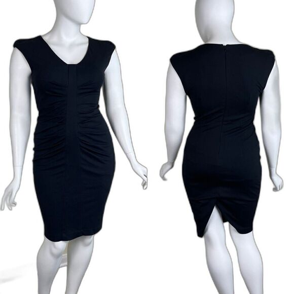 Iris Setlakwe Dresses & Skirts - Iris Setlakwe Women's Size 10 Black Ruched Cap Sleeves Bodycon Sheath Dress